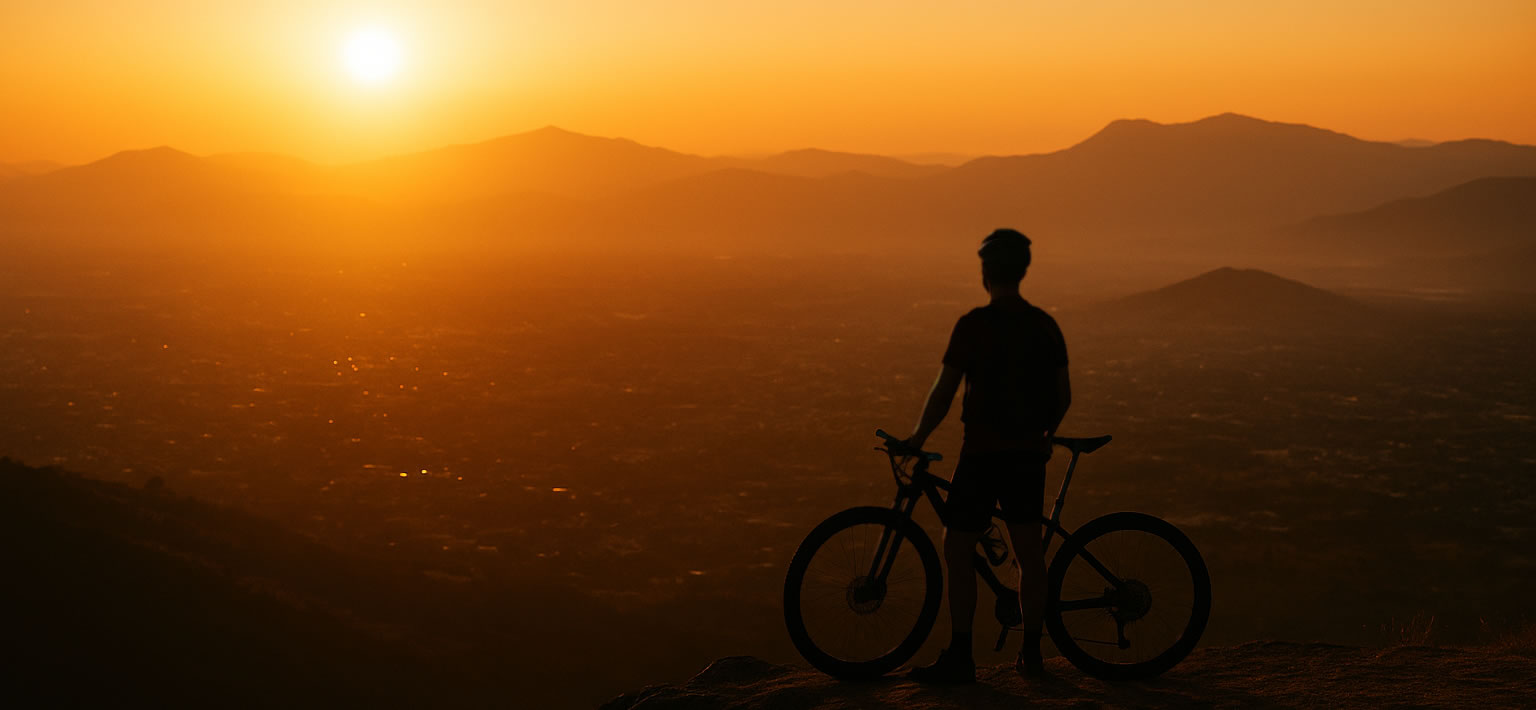 Traveler overlooking a valley in Oaxaca during golden hour