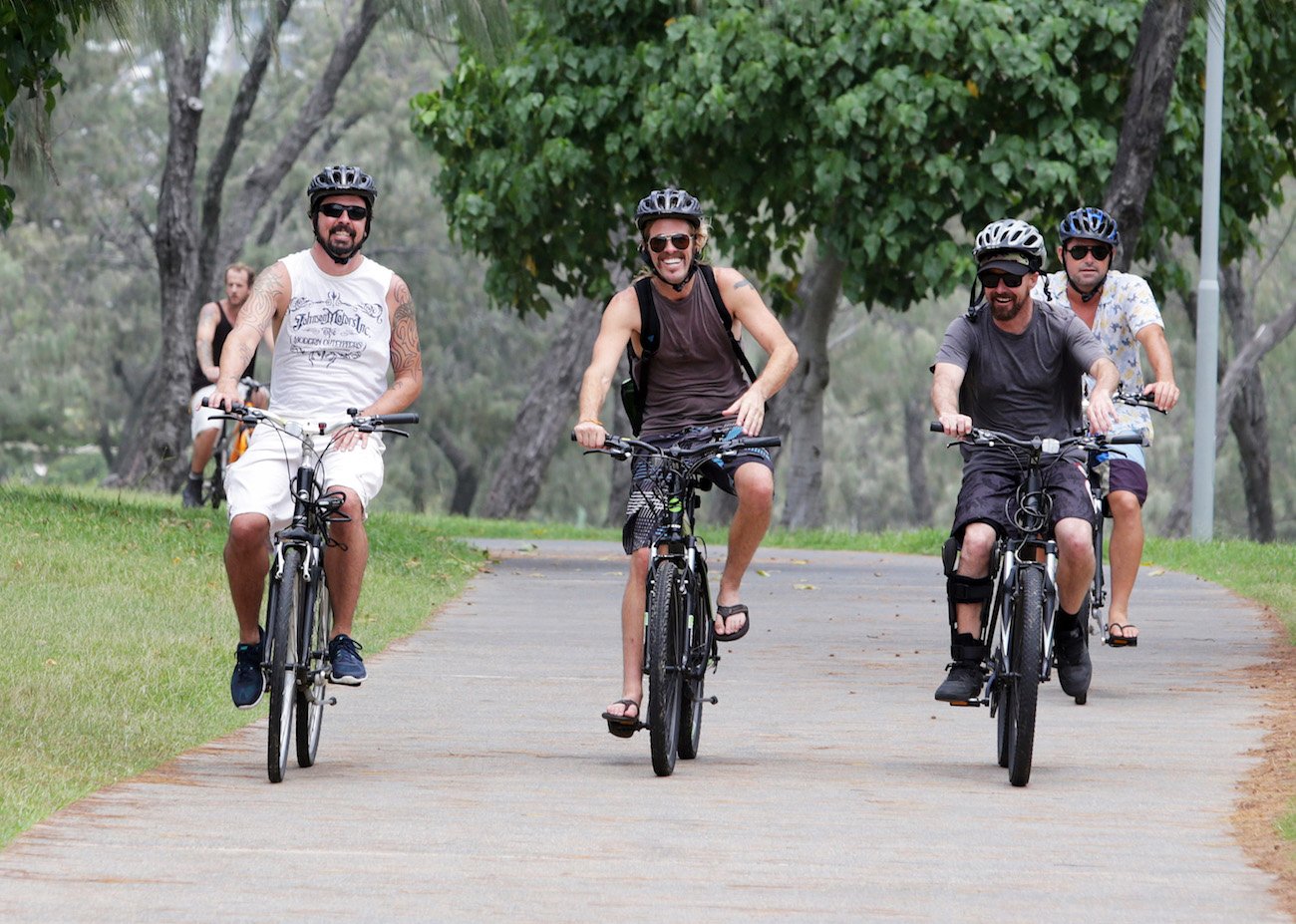 Foo Fighters biking together